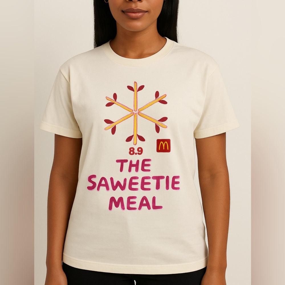 ICY × McDonald's Saweetie Limited‎ Edition snowflake fries Tee Size medium cream